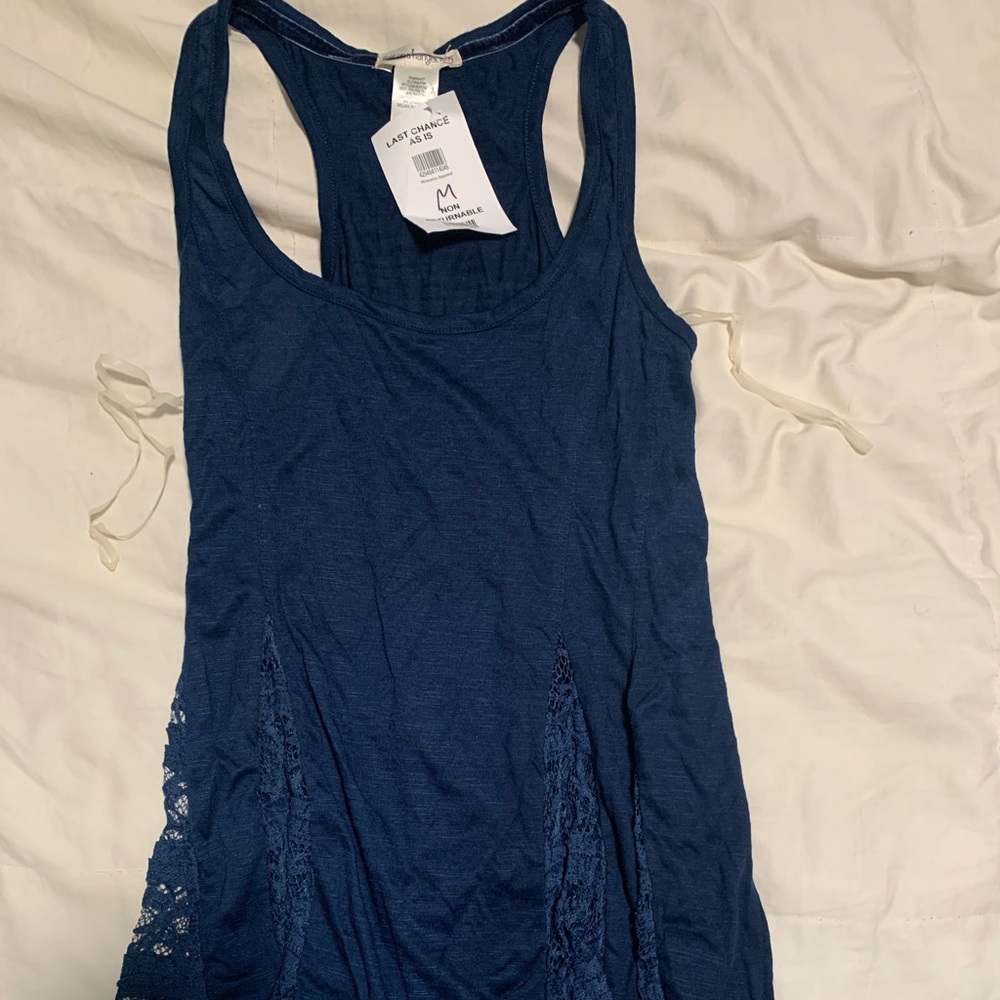Blue Tank with Lace